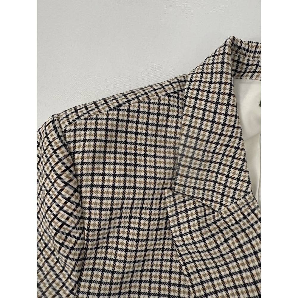 Vince Camuto Plaid Blazer Brown Black Cream Stretch Knit Lined Womens Size XXL - Picture 6 of 12